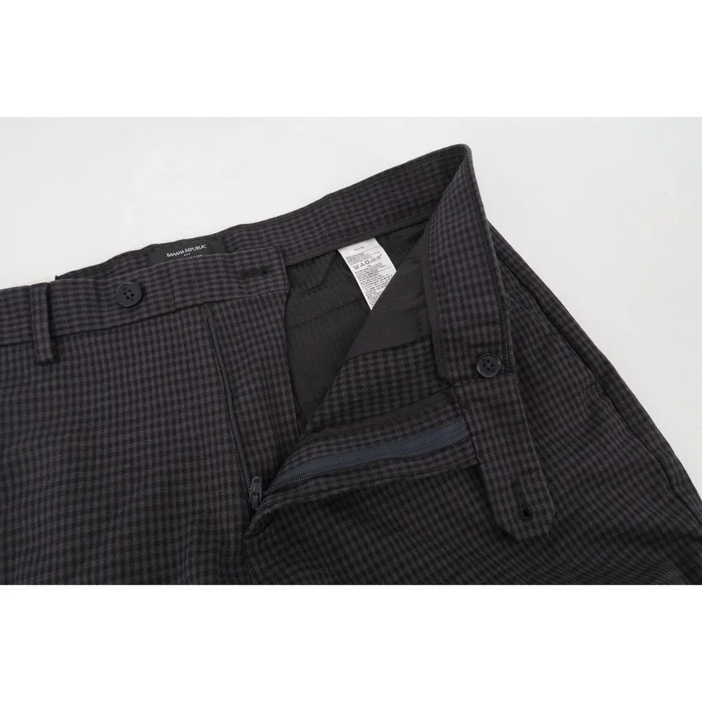 Banana‎ Republic Men's 34x30 Grayson Slim Tapered Fit Ankle Pants Gingham Gray